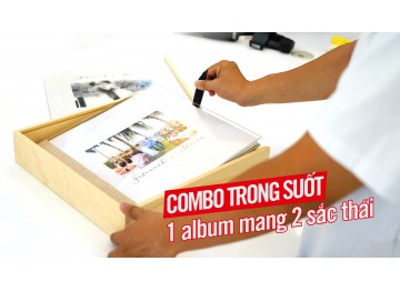 COMBO Bìa Mica trong suốt + Hộp gỗ nắp Mica